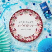 Burgundy Pink Watercolor Floral Wedding Pappteller (Party)
