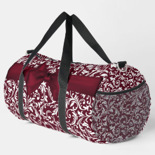 BURGUNDY PINK & WHITE VERZIERT GEBLÜHT MIT BOW DUFFLE BAG
