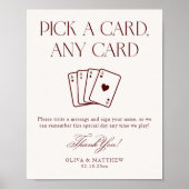 Burgundy Playing Card Guest Book Wedding  Poster (Vorne)