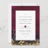 Burgundy Plum and Gold Watercolor Wedding Einladung (Vorderseite)