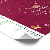 Burgundy Plum Gold DIY Candy Bar Wrapper Template Poster (Ecke)