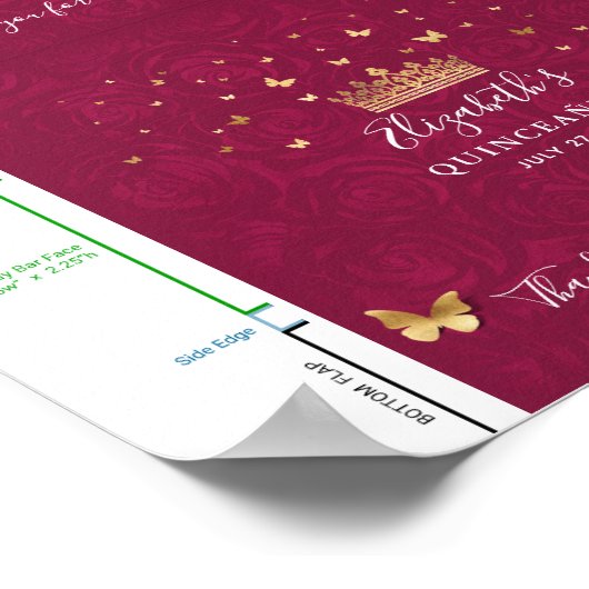 Burgundy Plum Gold DIY Candy Bar Wrapper Template Poster (Ecke)