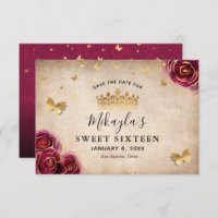 Burgundy Plum Gold Rose Parchment Elegante