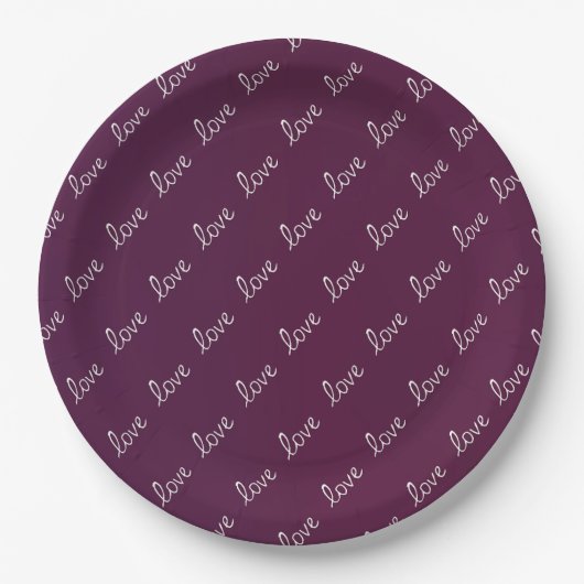 Burgundy Plum "Liebe" Pappteller (Vorderseite)