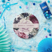 Burgundy Plum Lila Blumenwetter Hochzeit Pappteller (Party)