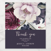 Burgundy Plum Lila Blumenwetter Hochzeit Weinetikett (Einzelnes Label)