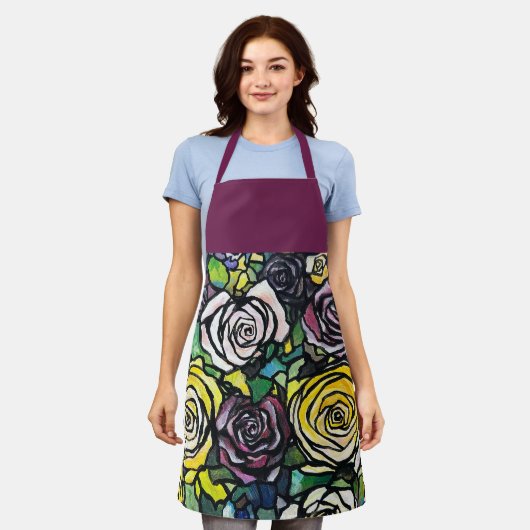 Burgundy Plum Rose Schürze (Getragen)
