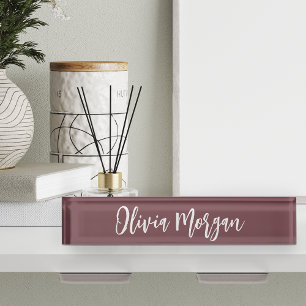 Burgundy Plum Sketched Curry Script Name Namensplakette