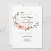 Burgundy Plum und Blush Floral Geometric Wedding Einladung (Vorderseite)