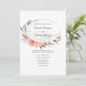 Burgundy Plum und Blush Floral Geometric Wedding Einladung (Stehend Vorderseite)