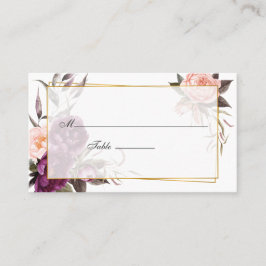 Burgundy Plum und Blush Floral Geometric Wedding Platzkarte