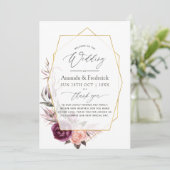 Burgundy Plum und Blush Floral Geometric Wedding Programm (Stehend Vorderseite)