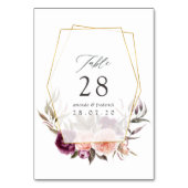 Burgundy Plum und Blush Floral Geometric Wedding Tischnummer (Rückseite)