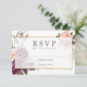 Burgundy Plum und Blush Geometric Wedding RSVP Karte (Stehend Vorderseite)