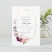 Burgundy Plum und geometrische Probe mit Blush Einladung (Stehend Vorderseite)