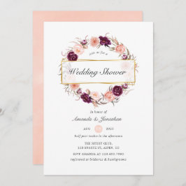 Burgundy Plum und Geometrischer Polterabend mit Bl Einladung