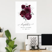Burgundy Plum und Silver Floral Poster (Heimbüro)
