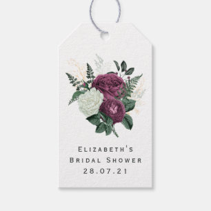 Burgundy Plum Vintag Shabby-Chic Floral and Lace Geschenkanhänger