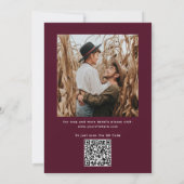 Burgundy Plum Wedding | Romantisches Chic Foto & Q Einladung (Rückseite)