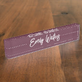 Burgundy Plum Wine Sketched Curry Script Namensplakette (Seite)