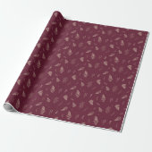 Burgundy Plum | Winter Laurel Pattern Geschenkpapier (Ungerollt)