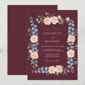 Burgundy Poetic Fall Wedding Einladung (Vorne/Hinten)