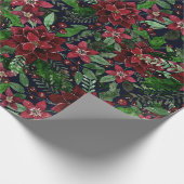 Burgundy Poinsettia Blume Wasserfarbe Geschenkpapier (Ecke)
