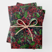 Burgundy Poinsettia Blume Wasserfarbe Geschenkpapier Set (Beispiel)