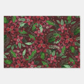Burgundy Poinsettia Blume Wasserfarbe Geschenkpapier Set (Vorderseite 3)