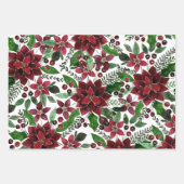 Burgundy Poinsettia Blume Wasserfarbe Geschenkpapier Set (Vorderseite 2)