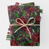 Burgundy Poinsettia Blume Wasserfarbe Geschenkpapier Set (Beispiel)