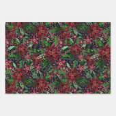 Burgundy Poinsettia Blume Wasserfarbe Geschenkpapier Set (Vorderseite)