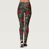 Burgundy Poinsettia Blume Wasserfarbe Leggings (Rückseite)