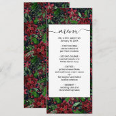 Burgundy Poinsettia Blume Wasserfarbe Menükarte (Vorne/Hinten)