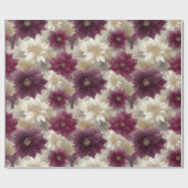 Burgundy Poinsettia Christmas Pattern (1) Geschenkpapier (Flach)