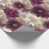 Burgundy Poinsettia Christmas Pattern (1) Geschenkpapier (Ecke)