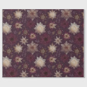 Burgundy Poinsettia Christmas Pattern (2) Geschenkpapier (Flach)