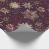 Burgundy Poinsettia Christmas Pattern (2) Geschenkpapier (Ecke)