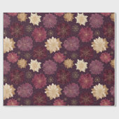 Burgundy Poinsettia Christmas Pattern (3) Geschenkpapier (Flach)
