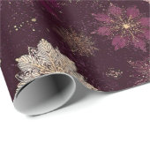 Burgundy Poinsettia Christmas Pattern (4) Geschenkpapier (Rolleneckpunkt)