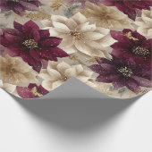 Burgundy Poinsettia Christmas Pattern (5) Geschenkpapier (Ecke)