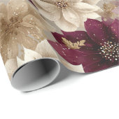 Burgundy Poinsettia Christmas Pattern (5) Geschenkpapier (Rolleneckpunkt)