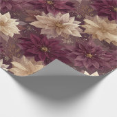 Burgundy Poinsettia Christmas Pattern (6) Geschenkpapier (Ecke)