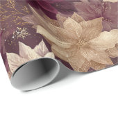 Burgundy Poinsettia Christmas Pattern (6) Geschenkpapier (Rolleneckpunkt)