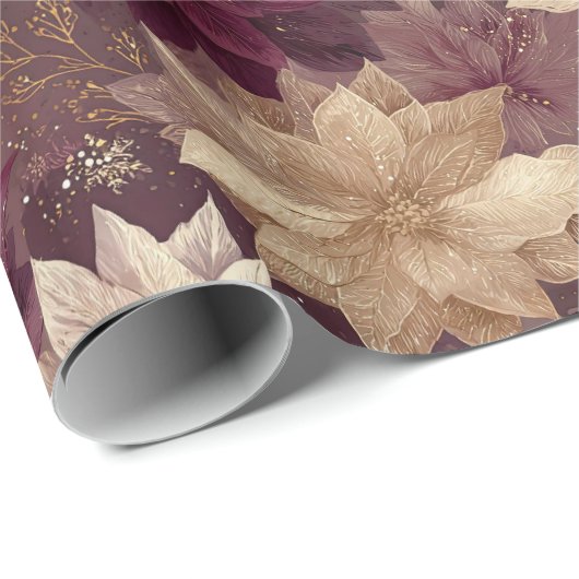Burgundy Poinsettia Christmas Pattern (6) Geschenkpapier (Rolleneckpunkt)