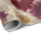 Burgundy Poinsettia Christmas Pattern (7) Geschenkpapier (Rolleneckpunkt)