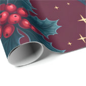 Burgundy Poinsettia & Gold Snowflake Dark Feminine Geschenkpapier (Rolleneckpunkt)