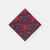 Burgundy Poinsettia & Gold Snowflake Serviette (Ecke)