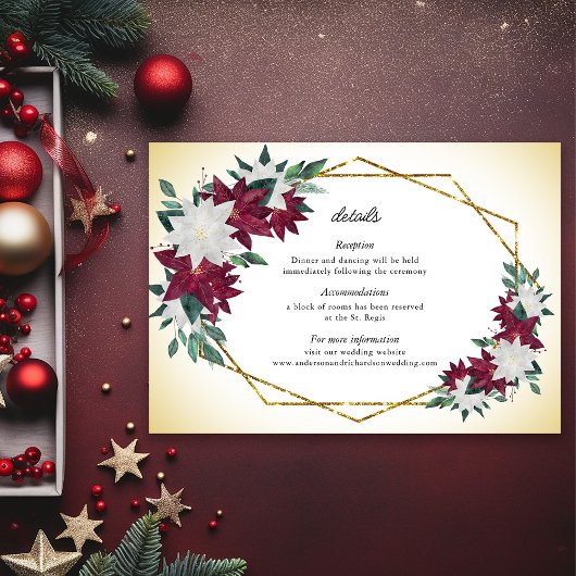 Burgundy Poinsettias Weihnachtszeit Details RSVP Karte