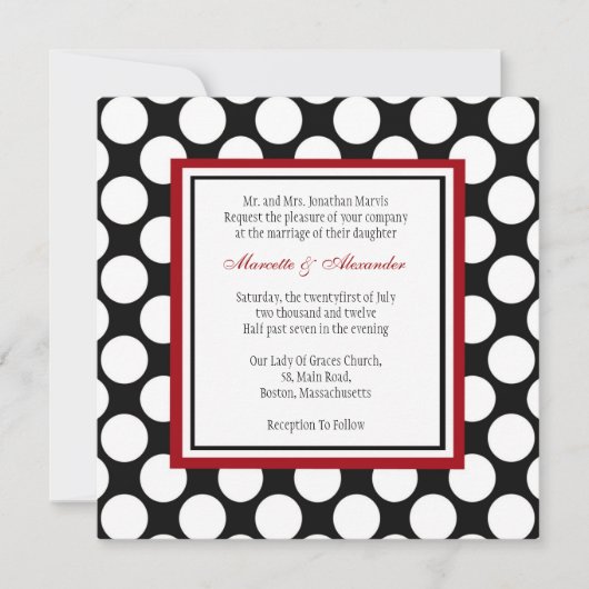 Burgundy Polka Dot Wedding Einladung (Vorderseite)